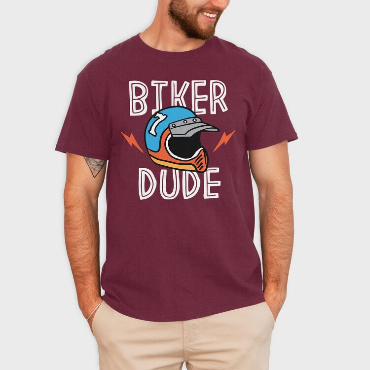 Biker Dude Helmet Flash, Tricou Barbati (Unisex)