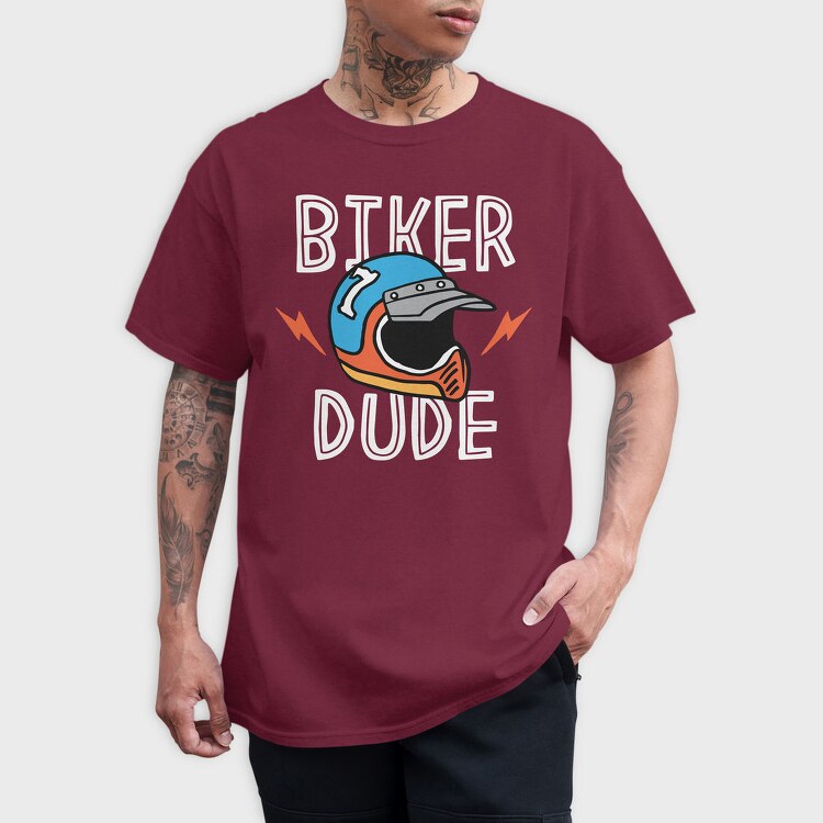 Biker Dude Helmet Flash, Tricou Barbati (Unisex)