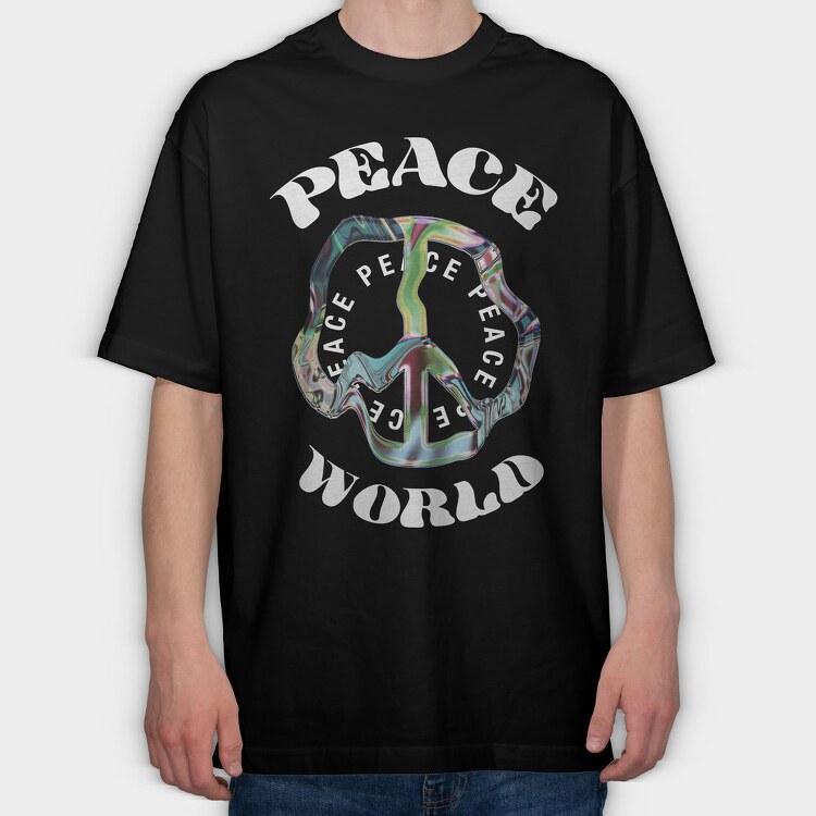 Peace World Vibes, Tricou Oversize Barbati (Unisex)
