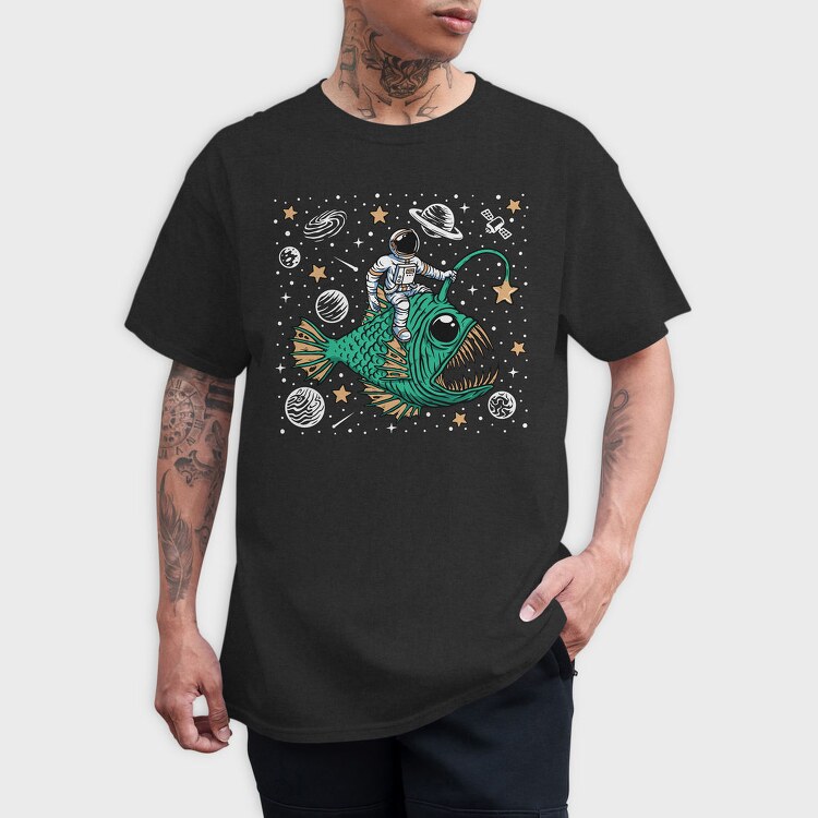 Astronaut Fish Space Ride, Tricou Barbati (Unisex)