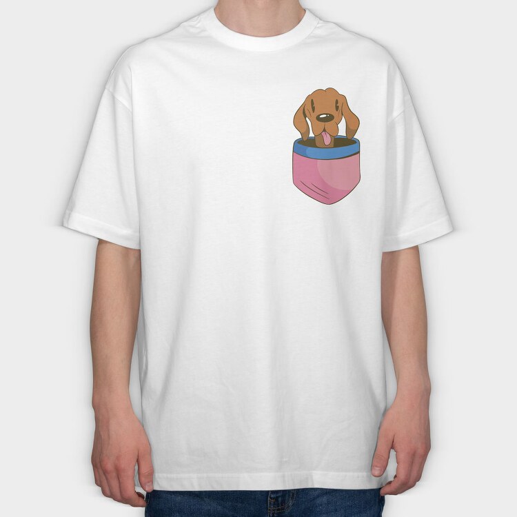 Vizsla Dog Pocket, Tricou Oversize Barbati (Unisex)