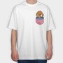 Vizsla Dog Pocket, Tricou Oversize Barbati (Unisex)