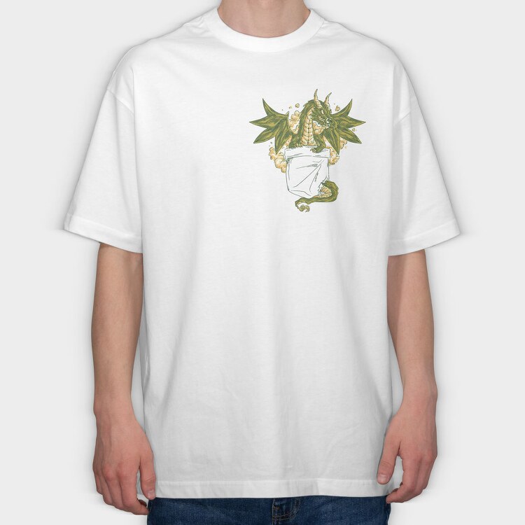 Dragon In Pocket, Tricou Oversize Barbati (Unisex)