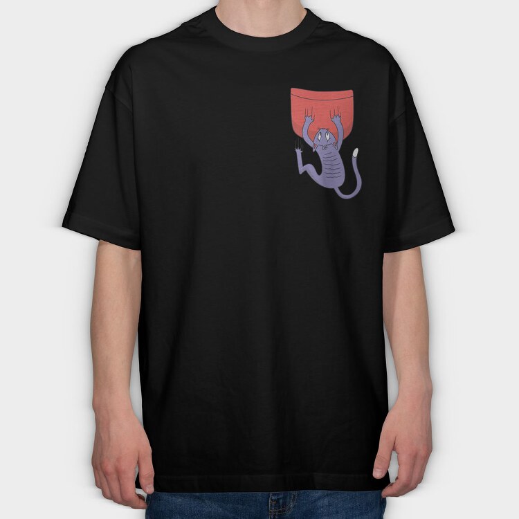 Cat Falling Pocket, Tricou Oversize Barbati (Unisex)