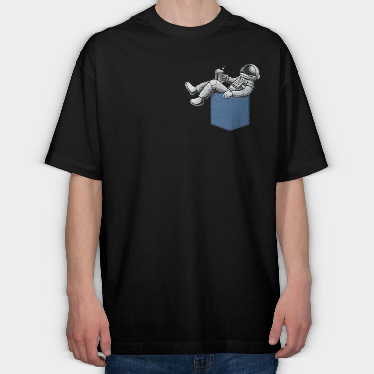Astronaut Pocket Beer, Tricou Oversize Barbati (Unisex)