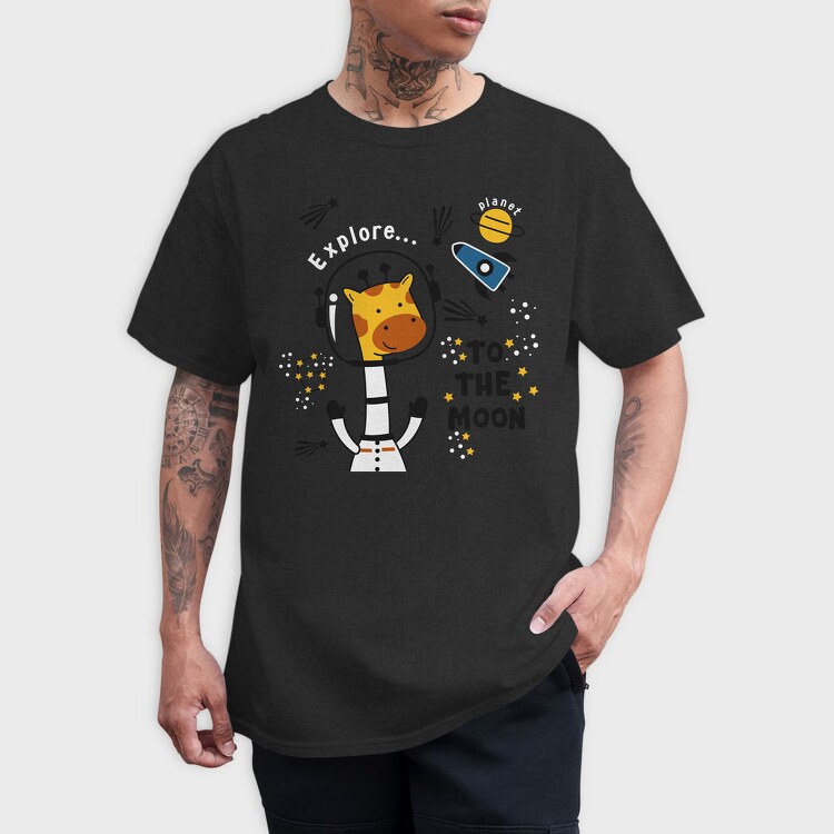 Giraffe Galaxy Explorer, Tricou Barbati (Unisex)