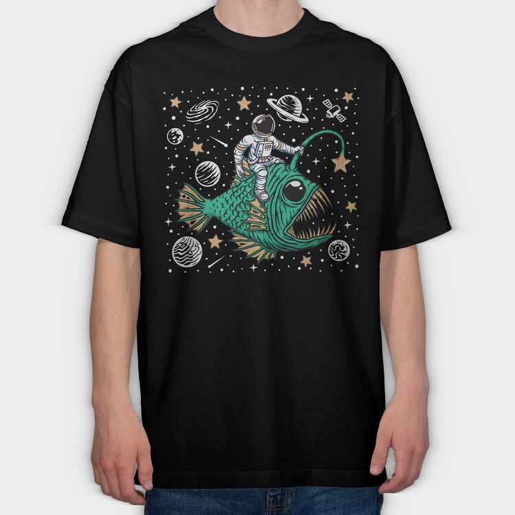 Astronaut Fish Space Ride, Tricou Oversize Barbati (Unisex)