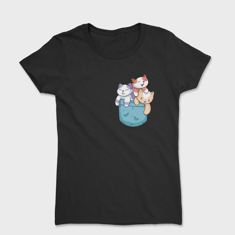 Colored Cats Pocket, Tricou Femei