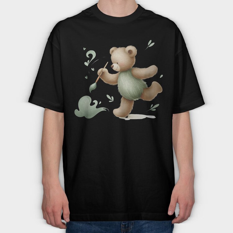 Boho Teddy Paintbrushes, Tricou Oversize Barbati (Unisex)
