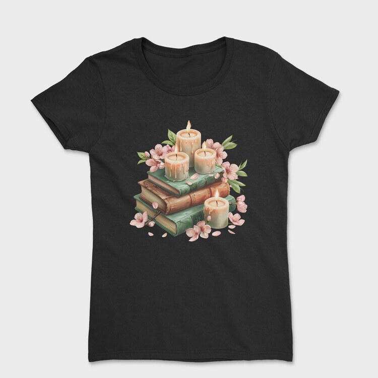 Books Candles Flowers, Tricou Femei