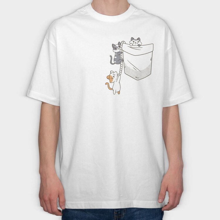 Cats Pocket, Tricou Oversize Barbati (Unisex)
