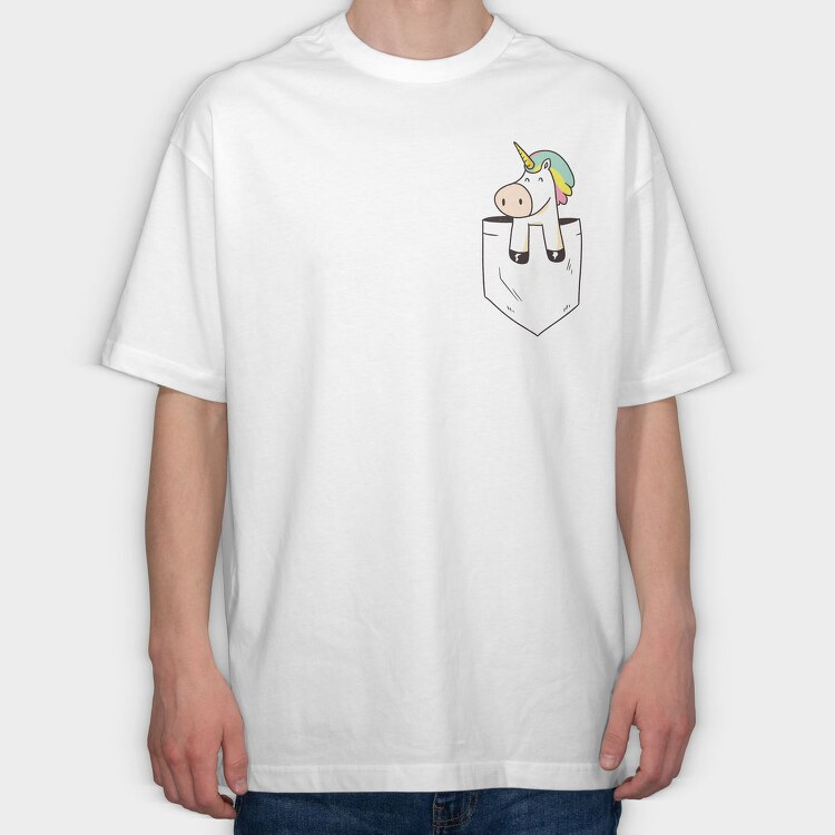Unicorn Pocket, Tricou Oversize Barbati (Unisex)