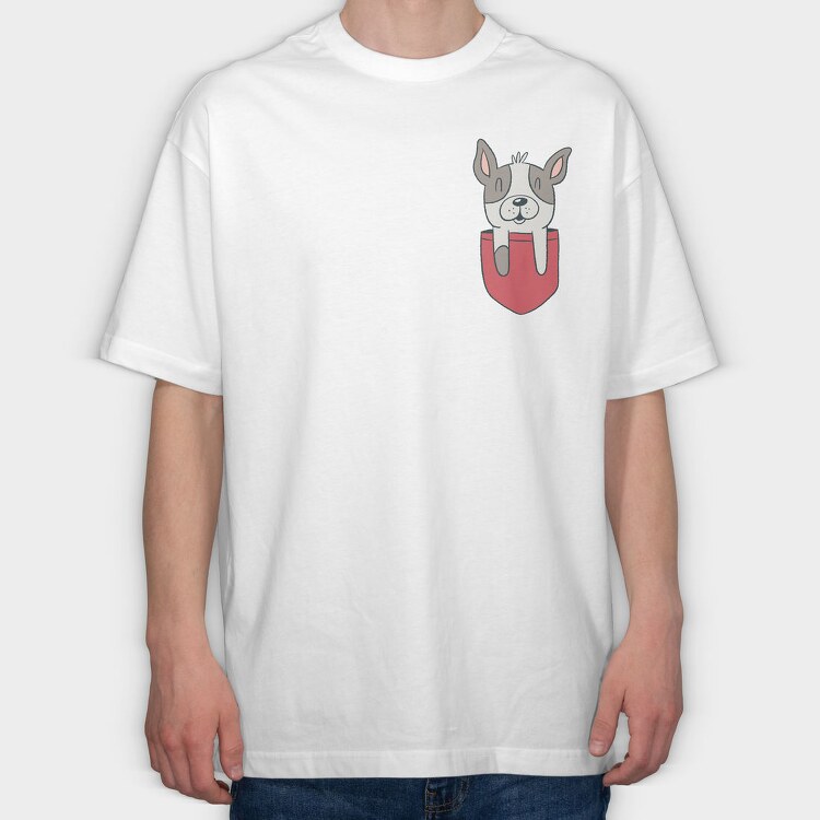 French Bulldog Pocket, Tricou Oversize Barbati (Unisex)