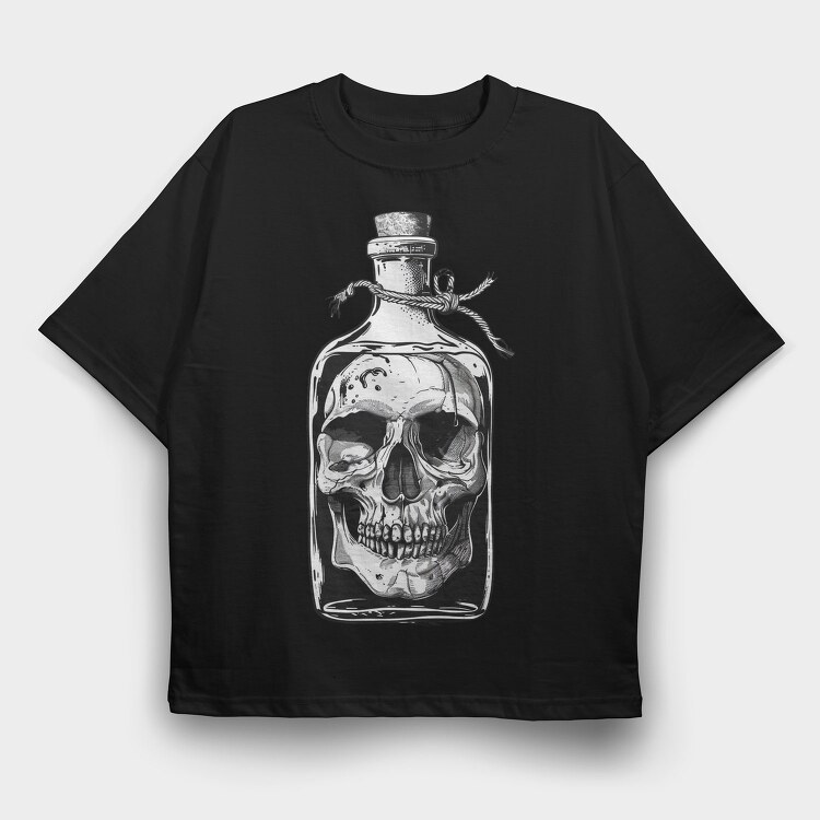 Bottle Skull Mystery, Tricou Oversize Barbati (Unisex)