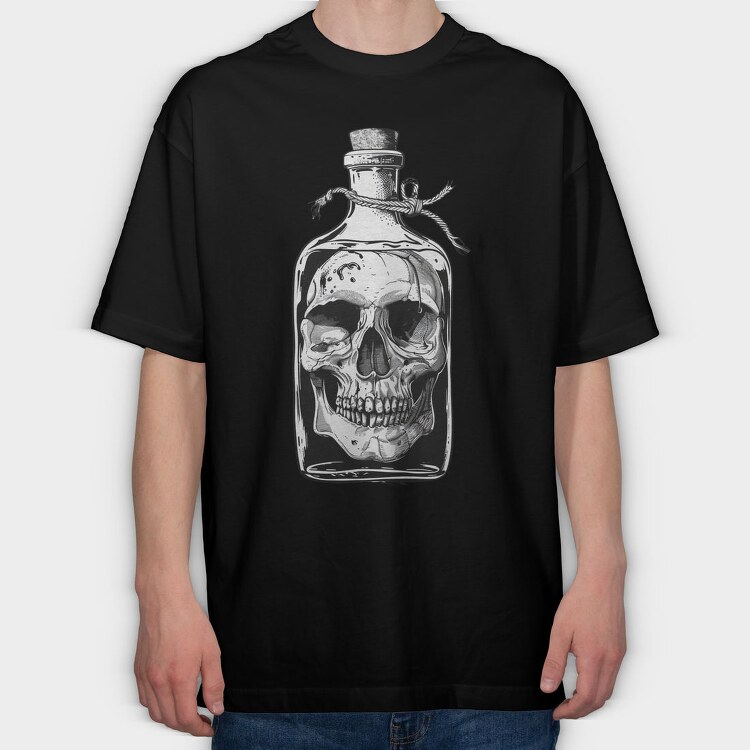 Bottle Skull Mystery, Tricou Oversize Barbati (Unisex)