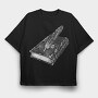 Book Feather Gothic, Tricou Oversize Barbati (Unisex)