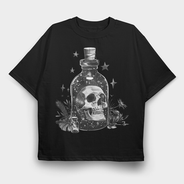 Bottle Skull Stars, Tricou Oversize Barbati (Unisex)