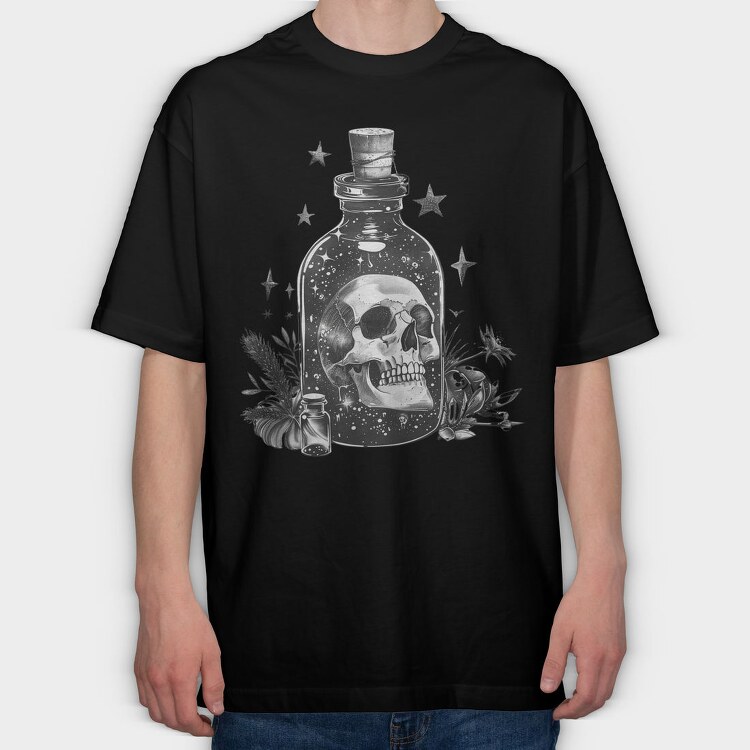 Bottle Skull Stars, Tricou Oversize Barbati (Unisex)