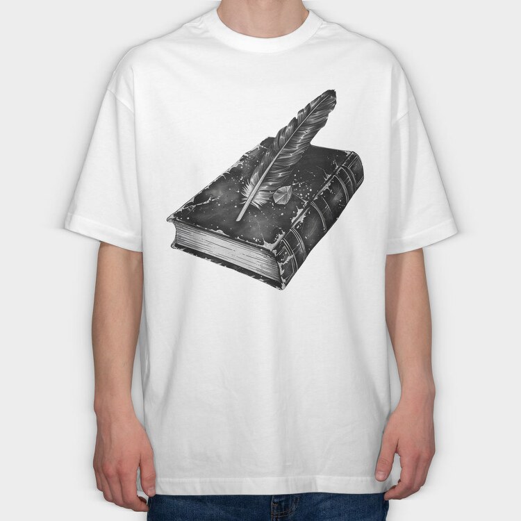 Book Feather Gothic, Tricou Oversize Barbati (Unisex)