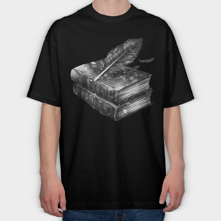 Books Feather Gothic, Tricou Oversize Barbati (Unisex)