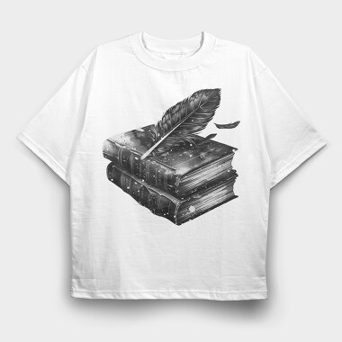 Books Feather Gothic, Tricou Oversize Barbati (Unisex)