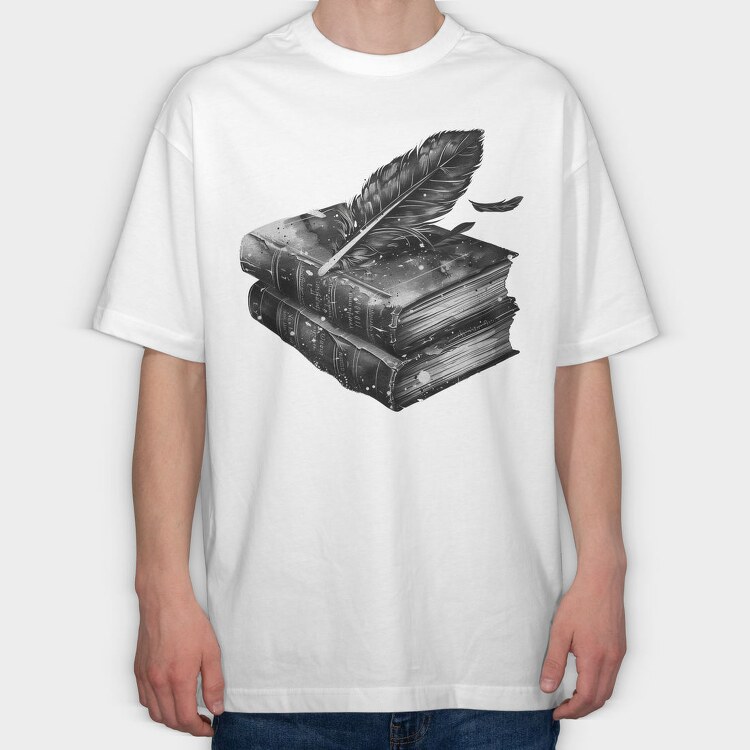 Books Feather Gothic, Tricou Oversize Barbati (Unisex)