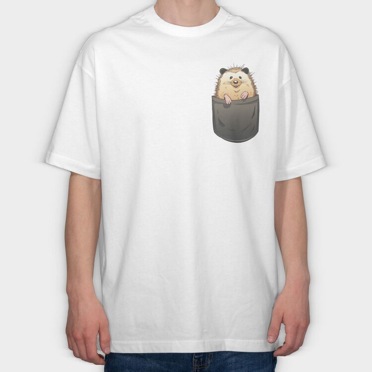 Hedgehog In Pocket, Tricou Oversize Barbati (Unisex)