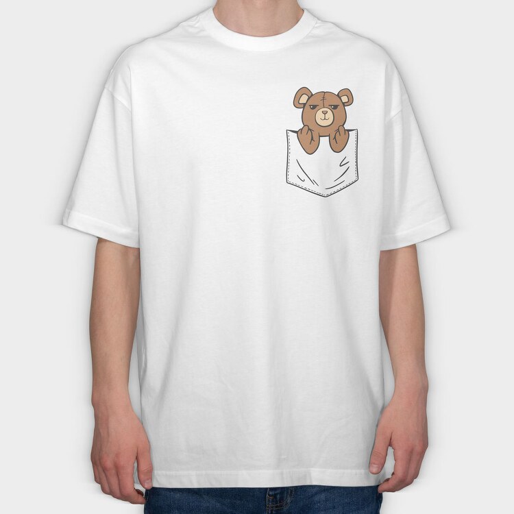 Teddy Bear Middle Finger Pocket, Tricou Oversize Barbati (Unisex)