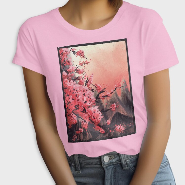 Cherry Blossom Painting, Tricou Femei