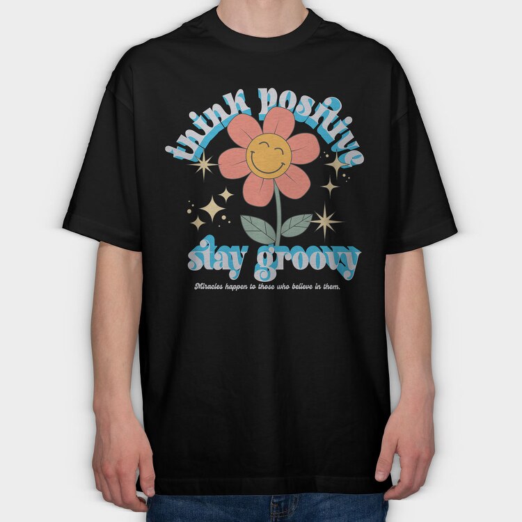 Groovy Flower Vibes, Tricou Oversize Barbati (Unisex)