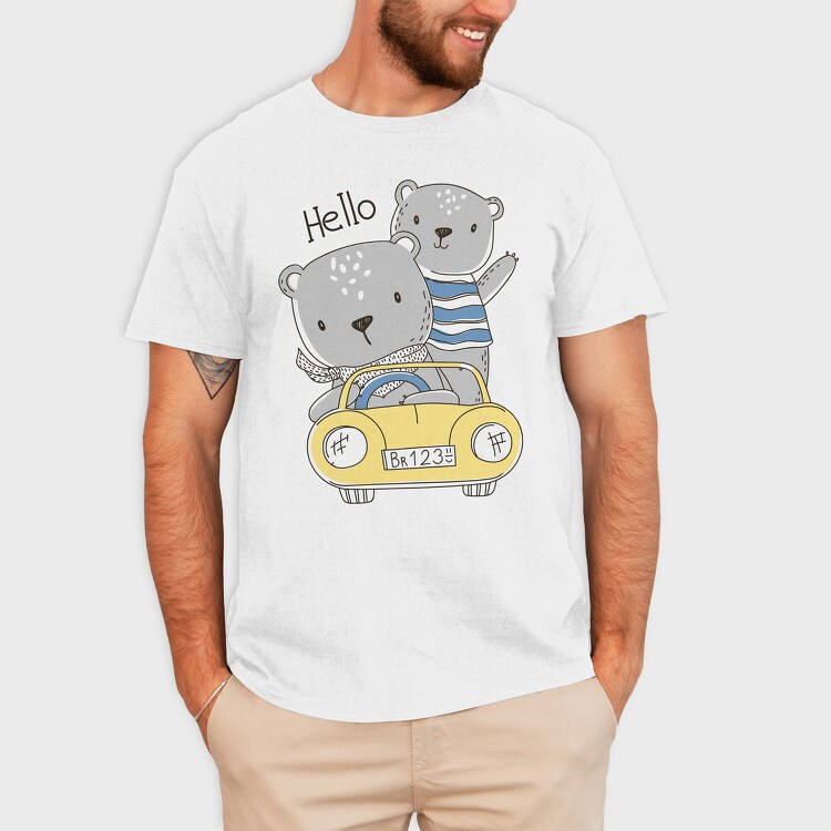Bear Drive Hello, Tricou Barbati (Unisex)