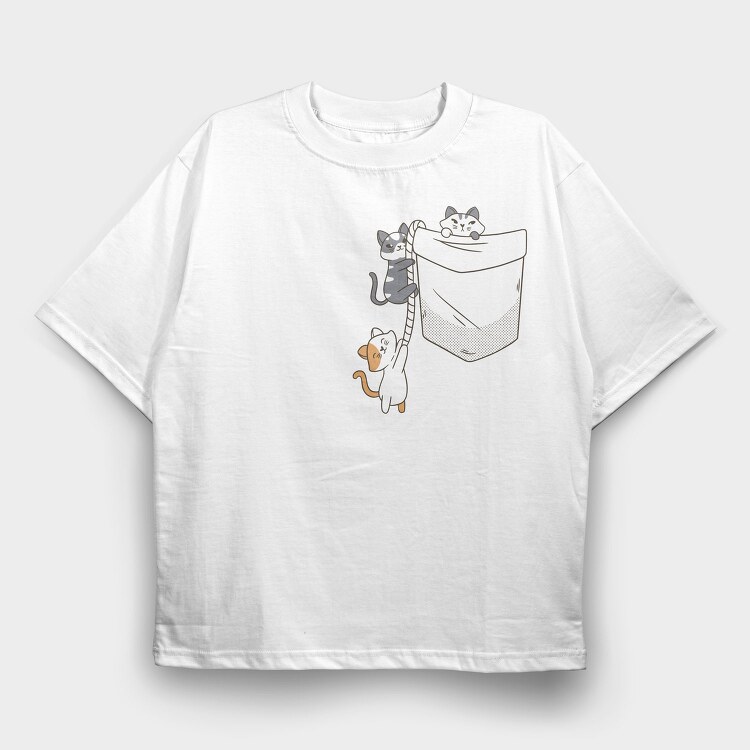 Cats Pocket, Tricou Oversize Barbati (Unisex)