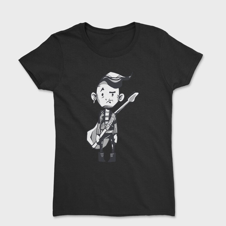 Character Holding Guitar Punk, Tricou Femei