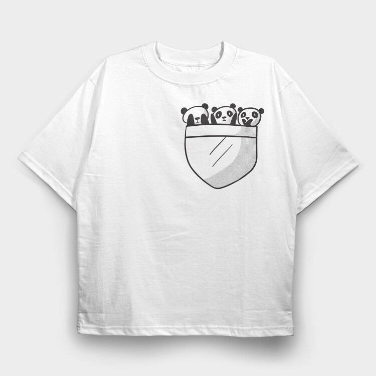 Panda Pocket, Tricou Oversize Barbati (Unisex)