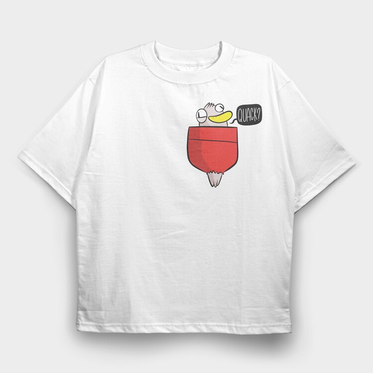 Funny Duck In A Pocket, Tricou Oversize Barbati (Unisex)