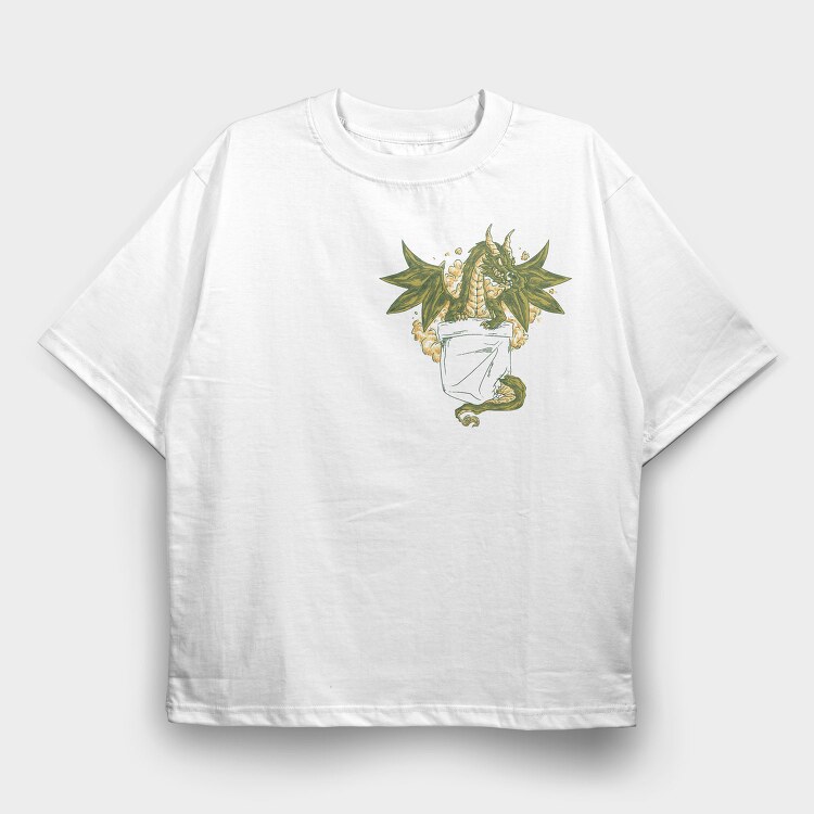 Dragon In Pocket, Tricou Oversize Barbati (Unisex)