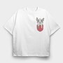 French Bulldog Pocket, Tricou Oversize Barbati (Unisex)