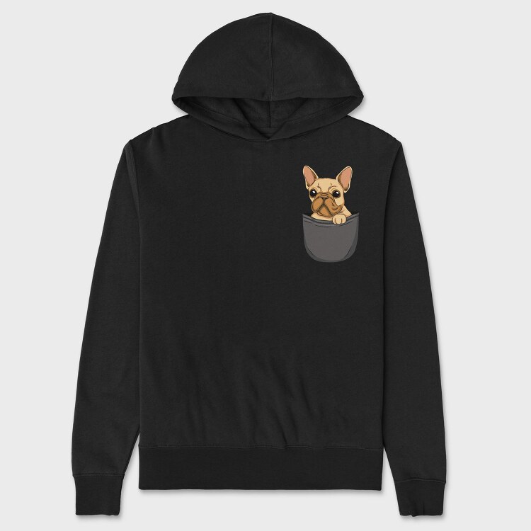 Cute Pug Dog In Pocket French Bulldog, Hanorac Oversize Barbati (Unisex)