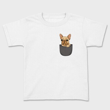 Cute Pug Dog In Pocket French Bulldog, Tricou Copii