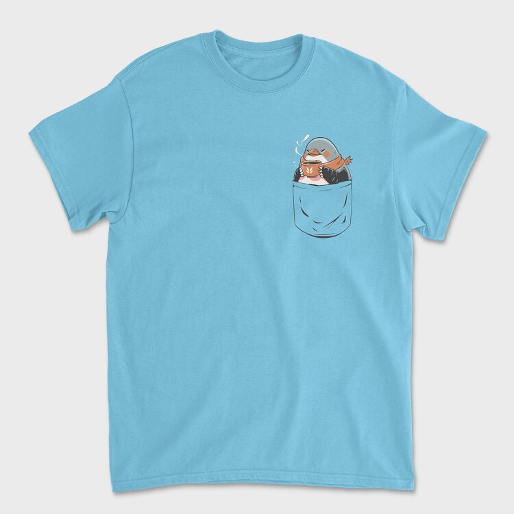 Cute Penguin In Pocket Coffee, Tricou Barbati (Unisex)