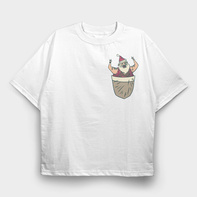 Santa Pocket, Tricou Oversize Barbati (Unisex)