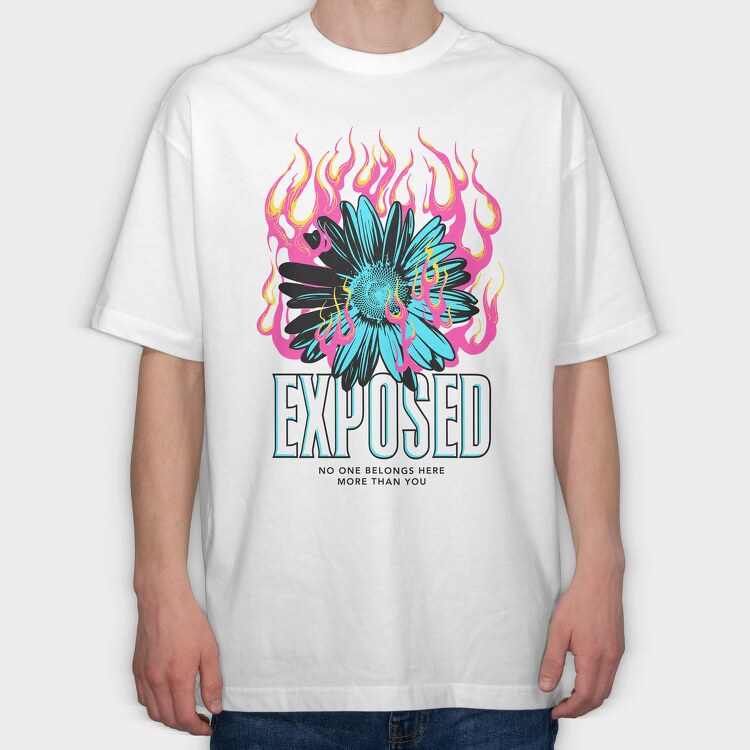Flame Flower Exposed, Tricou Oversize Barbati (Unisex)