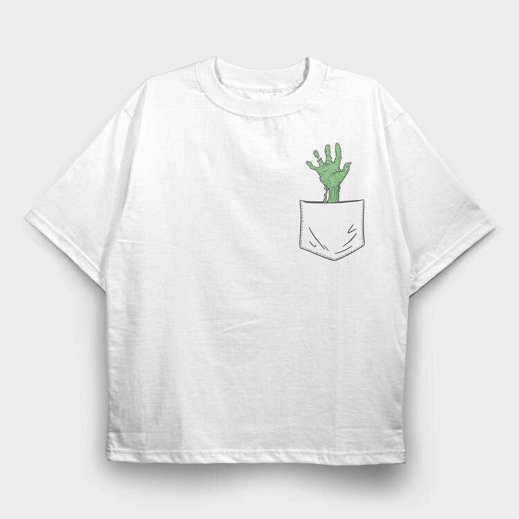Zombie Hand Pocket, Tricou Oversize Barbati (Unisex)