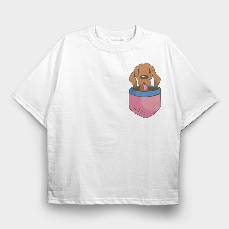 Vizsla Dog Pocket, Tricou Oversize Barbati (Unisex)