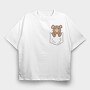 Teddy Bear Middle Finger Pocket, Tricou Oversize Barbati (Unisex)