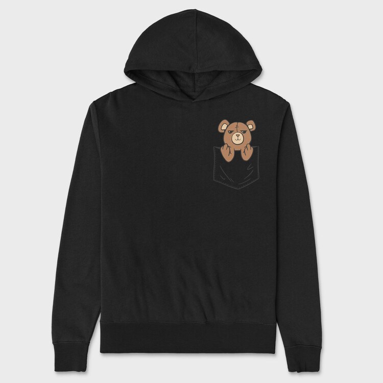 Teddy Bear Middle Finger Pocket, Hanorac Oversize Barbati (Unisex)