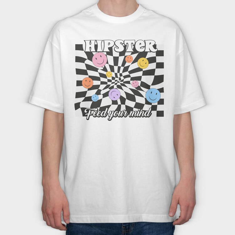 Hipster Smiley Vibes, Tricou Oversize Barbati (Unisex)