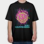 Flame Pixel Smile, Tricou Oversize Barbati (Unisex)