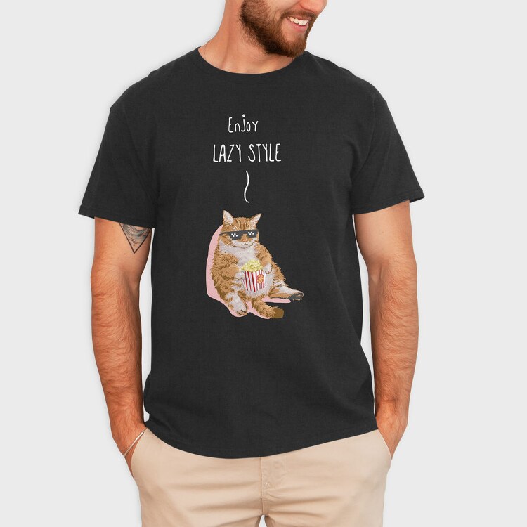 Lazy Cat Vibes, Tricou Barbati (Unisex)