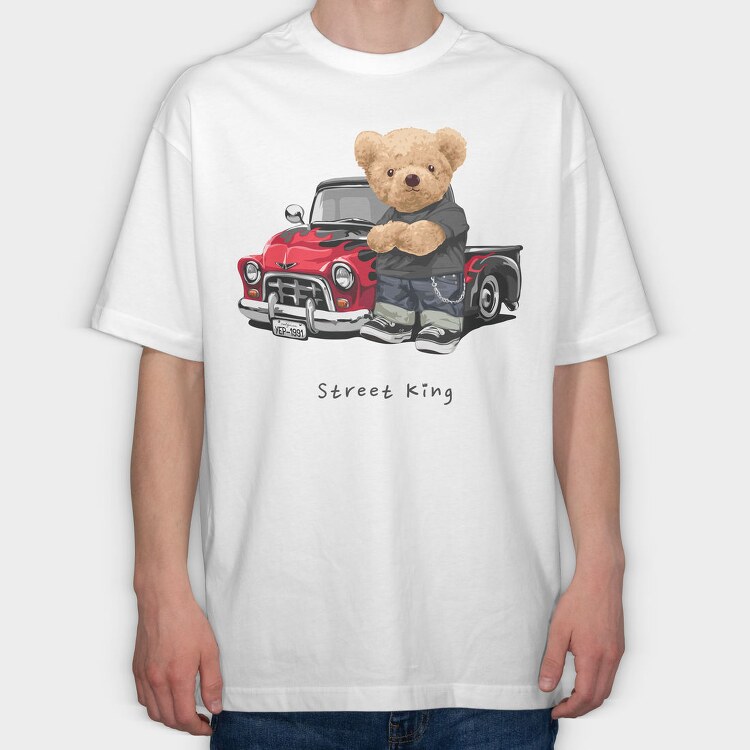 Teddy Bear Street King, Tricou Oversize Barbati (Unisex)